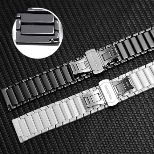 JUSUTEK New Popular Ceramic Watch Band, Quick Release, Ceramic Material, 20mm/22mm/24mm, Men's and Women's Watch Replacement Strap, Unisex Watch Strap