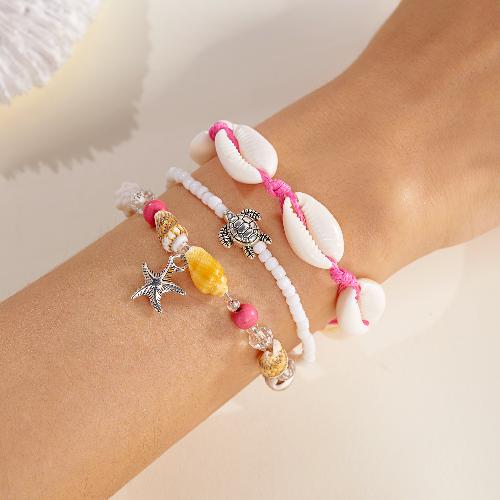European American Fashion Bohemian Layered Beaded Bracelets Elastic Ethnic Bracelets for Women Female Bangle Bracelet