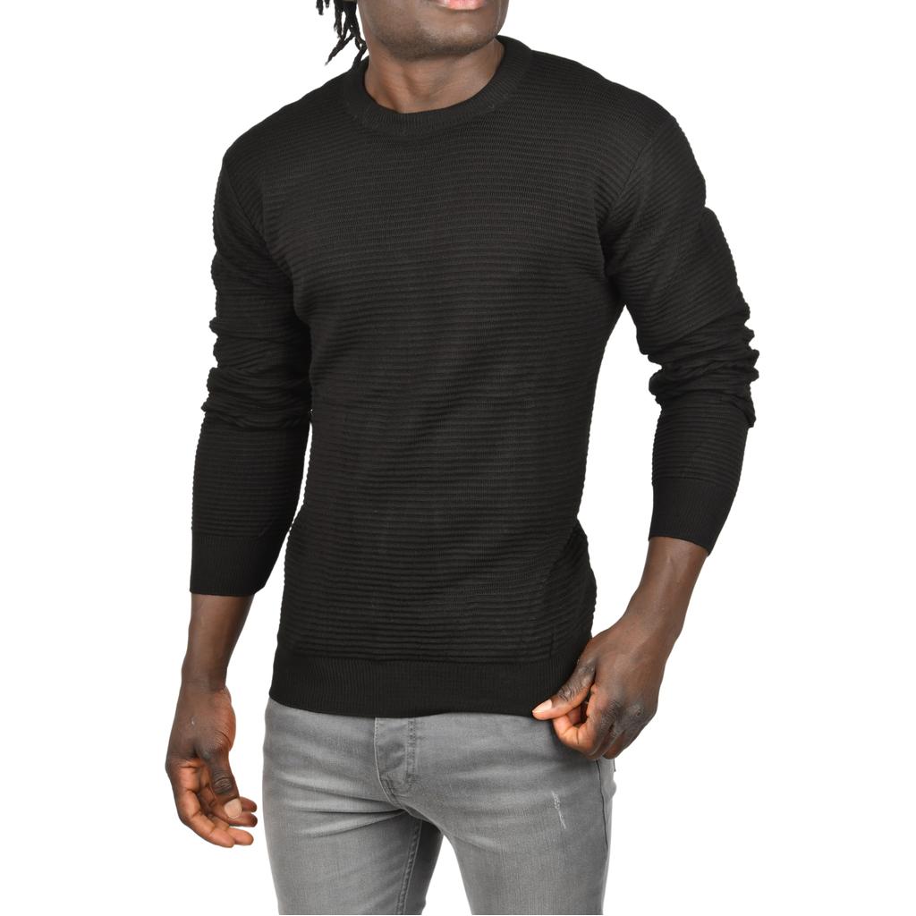 DeepSEA Çizgi Desenli Bisiklet Yaka Dar Kesim Triko Kazak 2505492