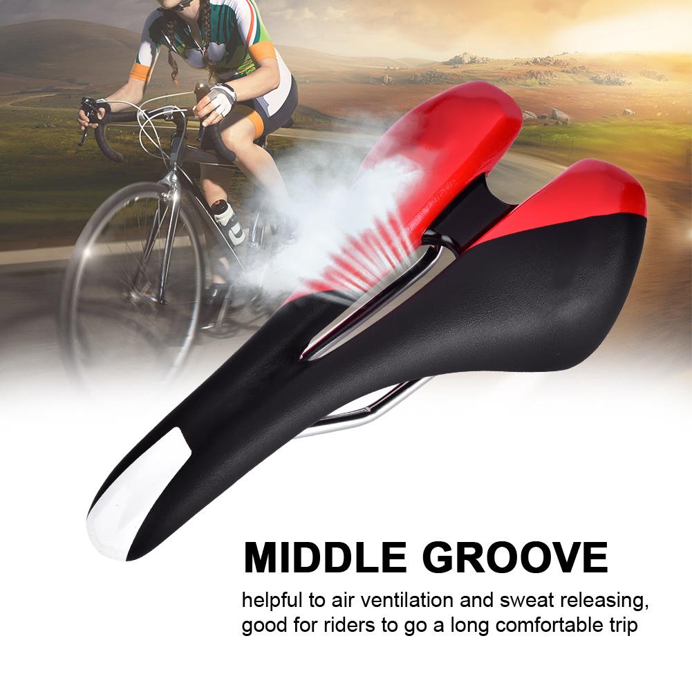 PU Lther   Cycling St Cushion Saddle For Mountain Road Bike(Red & Black)