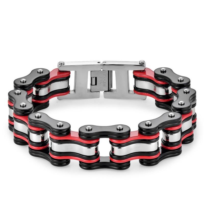 Stainless Steel Biker Bracelet Men - Hip Hop Style Cycling Safety Accessory With Chain Design Geometric