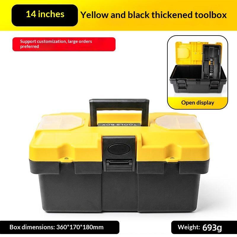 Heavy Duty Thickened Plastic Tool Box With Clear Compartments And Secure Latch Perfect For Home Garage Diy Repair Work