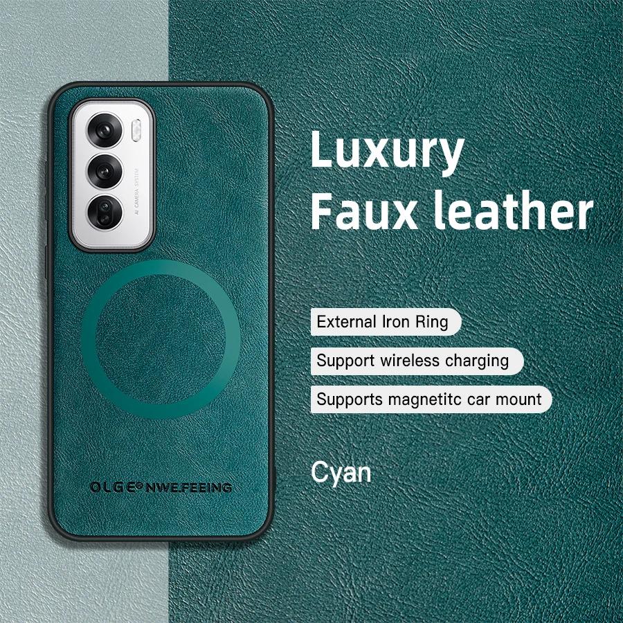 For OPPO Reno 12 12 Pro PU Leather Magnetic Ring Soft Edge Anti-Drop Anti-Fingerprint Phone Case