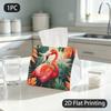 1pc Tissue Box, Tropical Flamingo Vibrant Exotic Pattern, 2D Flat Printing, Multi-Use, Foldable, Tissue Dispenser, for Outdoor Use