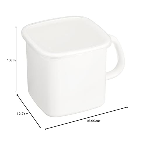 Nodahoro Enamel Storage Container, Heat-Resistant, with Handle, Square/Rectangle, Large, with Seal Lid, See-Through, White Series, Made in Japan, MS-1