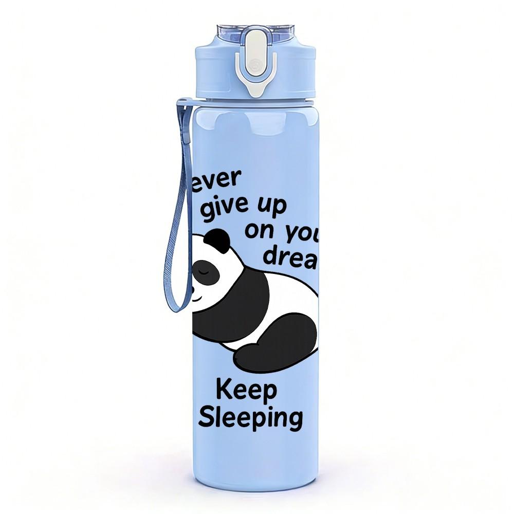 1PC Never Wake Up Sleeping Panda 750ml Color Plastic Sports Water Bottle Leakproof Flip Straw Lid Suitable for Sports Office Home Use