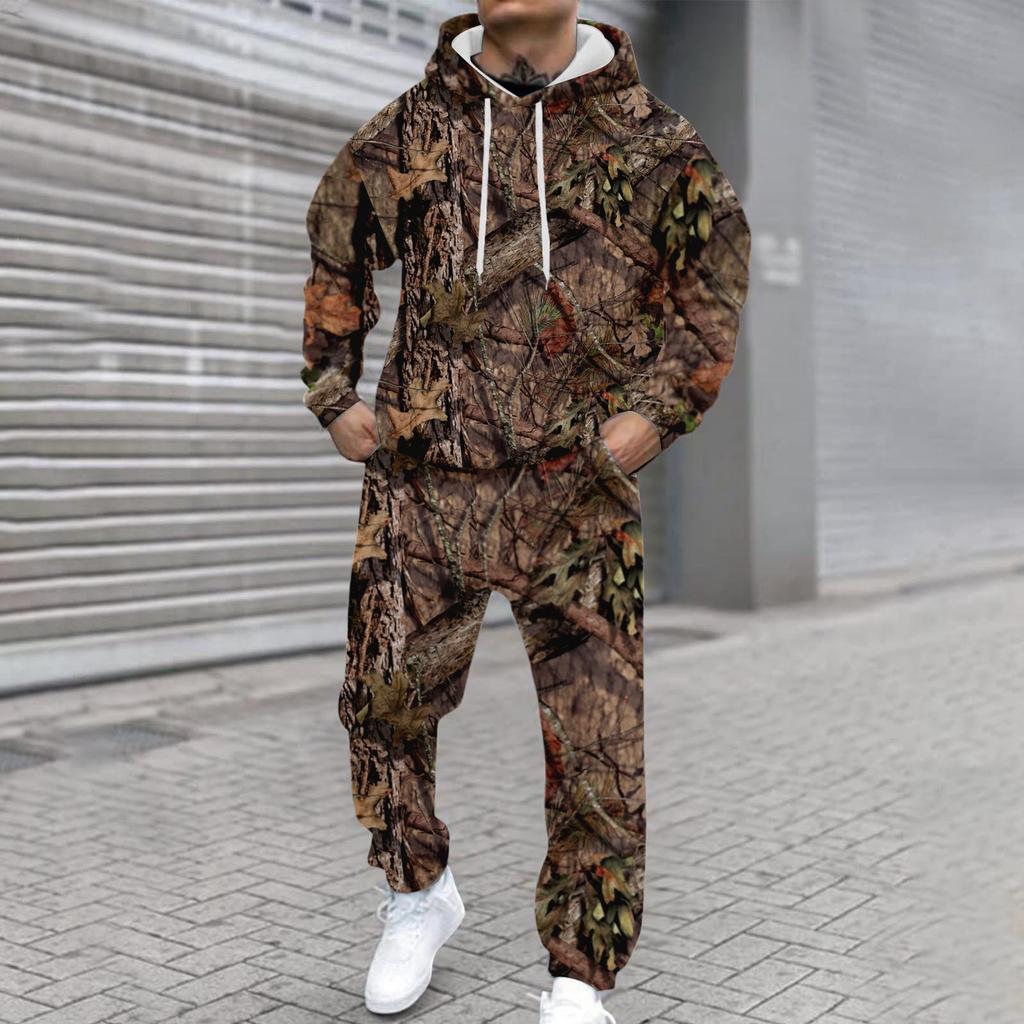 Męska bluza z kapturem z długim rękawem z nadrukiem casualowym i personalizowanym, męski sportowy zestaw dwuczęściowy: bluza i spodnie dresowe