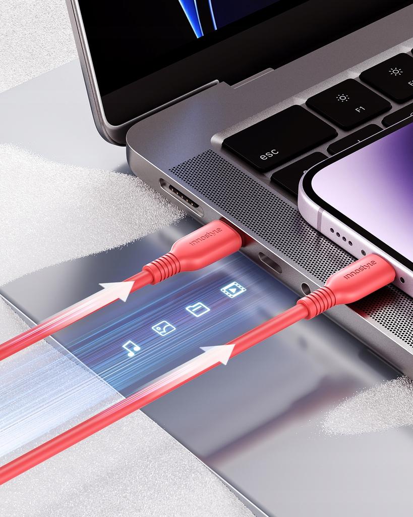 Innostyle Jazzy Usb-C Lightning Mfi Fast Charging Cable For Iphone Kevlar 1M Red