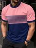 Fashion Men's T-Shirt Striped Pattern Short Sleeve Tee Summer Striped 3D Print Street Trend Simple Oversized Casual T-Shirt Men