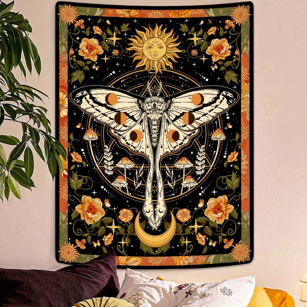 Vintage Moth Print Tapestry Home Decor Suitable For Bedrooms Living Rooms Birthdays Parties Tarot Decor Tapestry