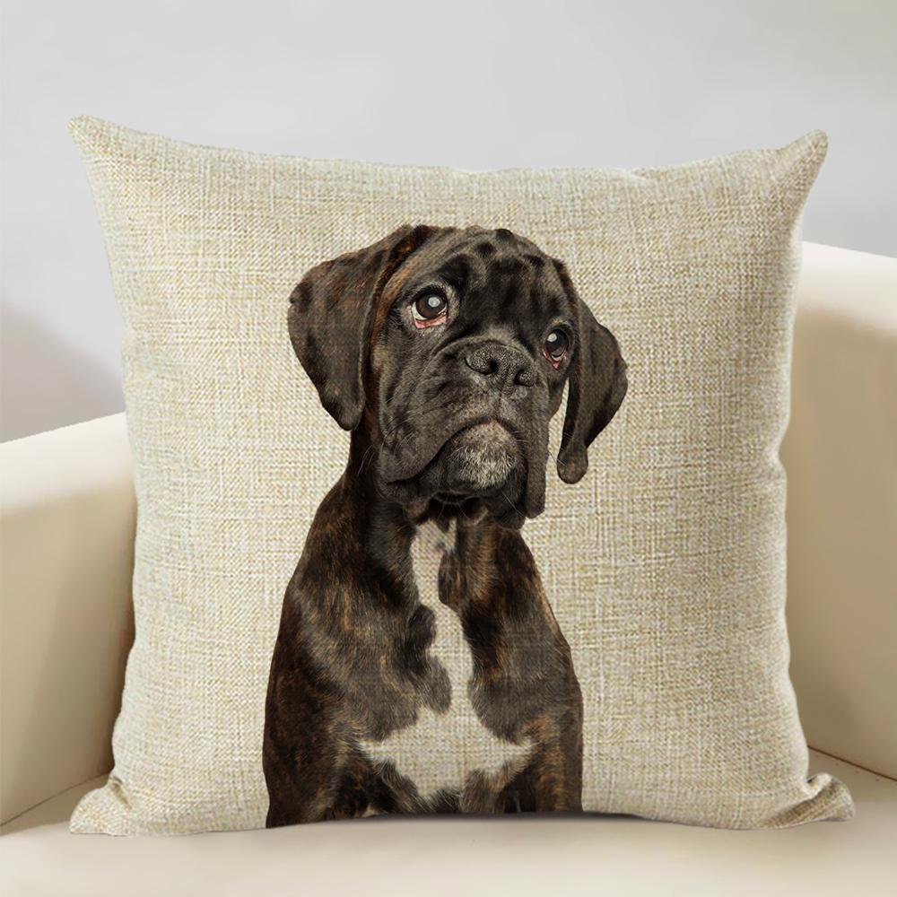 Nordic Animal Portrait Decorative Cushion Cover Dog Fashion Sofa Pillow Cover 45x45cm Linen Children's Gift Dog Companion