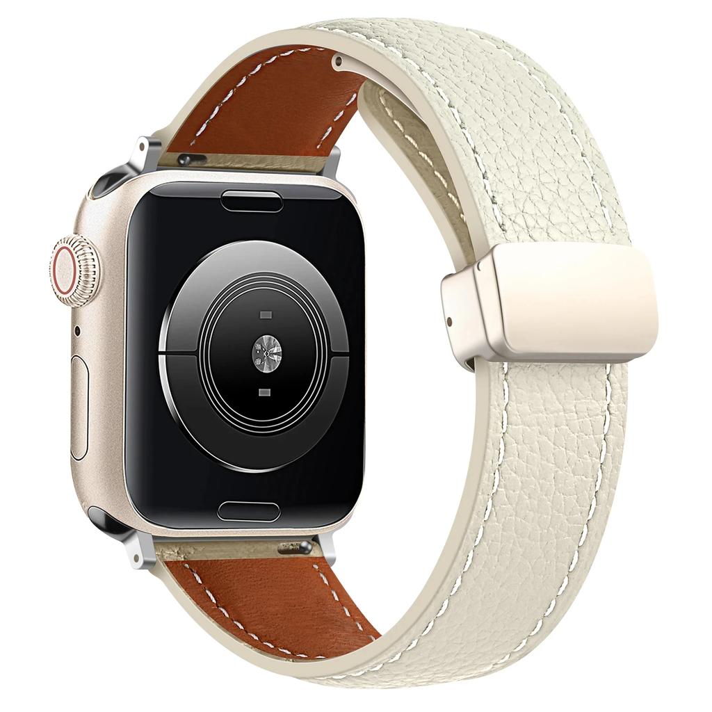 Leather Magnetic Buckle Strap for Apple Watch 7 8 9 45mm 41mm Ultra2 49mm Leather Band for iWatch Series 6 5 4 40mm Bracelet