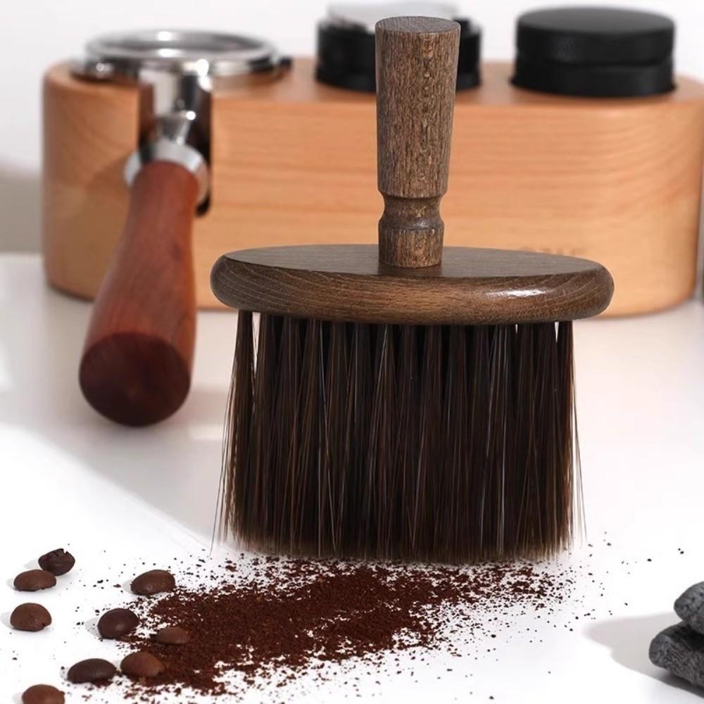 Nylon Espresso Machine Brush Walnut Wood Dust Clean Brush  Camera Lens