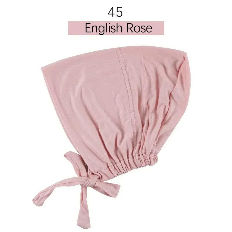 Solid Color Elastic Tie-Back Modal Undercap Hijab Scarf Adjustable Kufi Cap