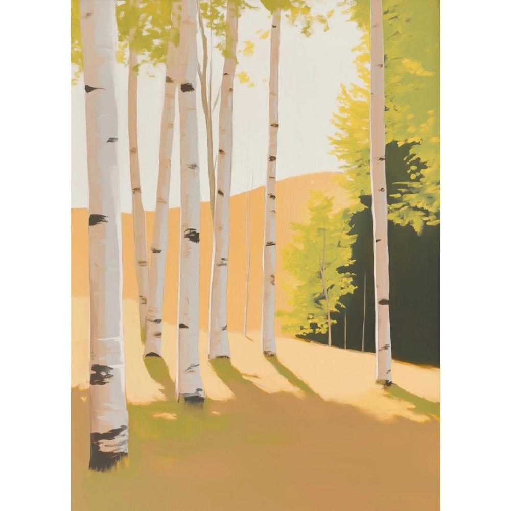 Minimalist Abstract Birch Tree Lush Wall Art Rustic Nature Canvas Printing Poster Living Room Bedroom Home Decor Gift