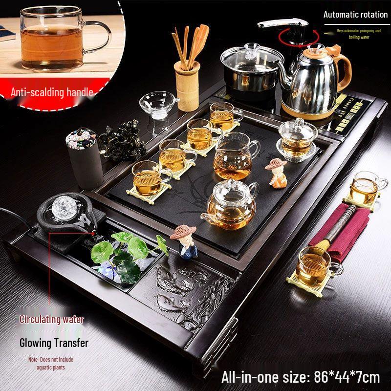 Automatic Chinese Kung Fu Tea Set with Wooden Tray and Kettle
