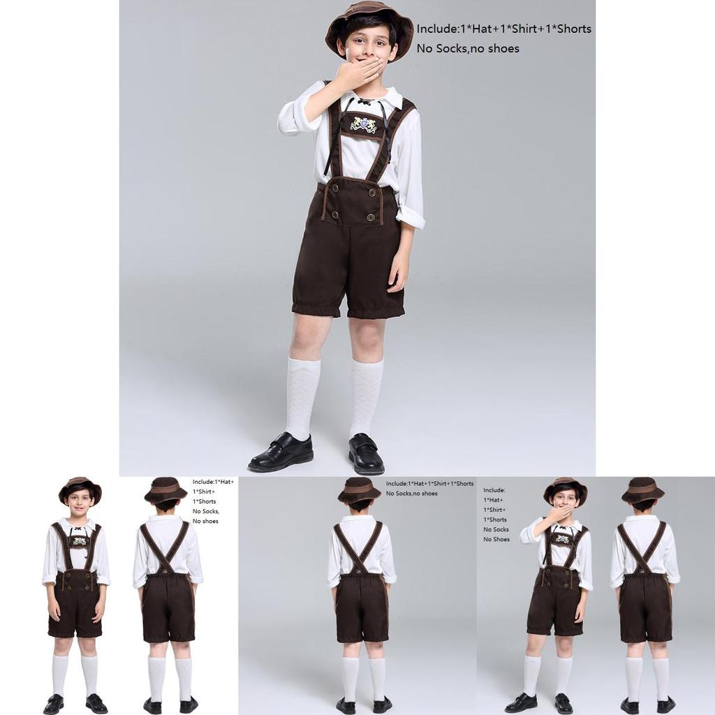 Autentico Costume Tedesco per Bambini per l'Oktoberfest con Cappello per Halloween e Cosplay