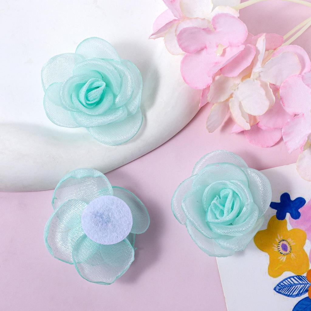 Handmade Chiffon Mesh Rose Flowers: Burned Edge Hair Clips, DIY Accessories for Shoes, Hats, and Clothing.