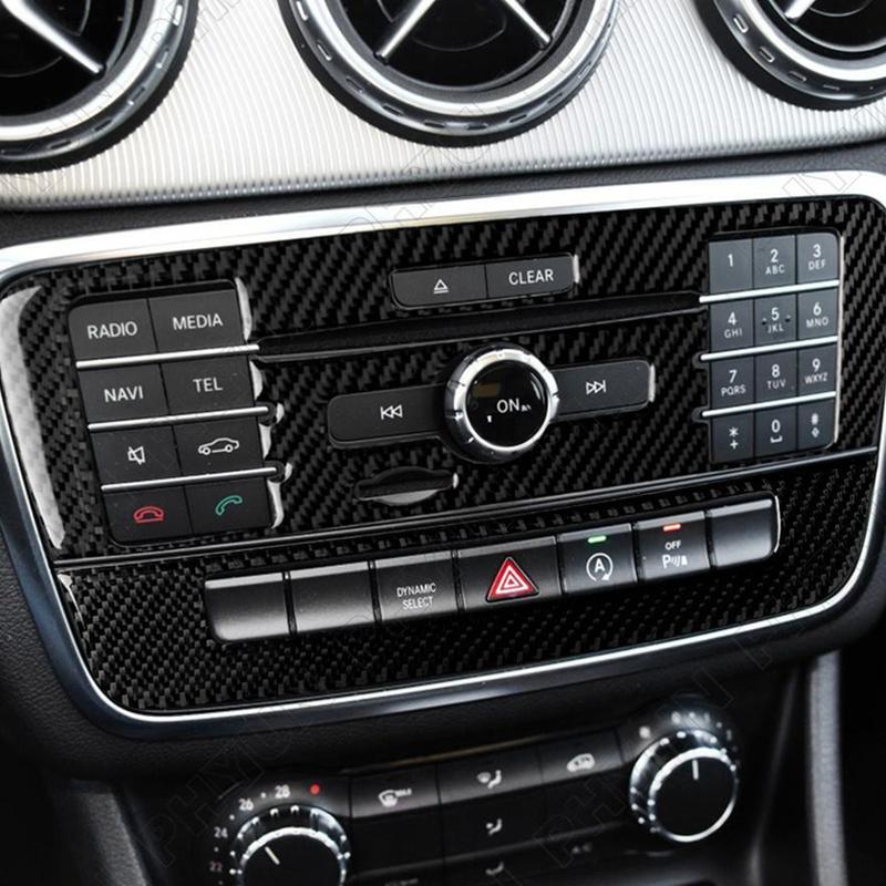 Center Console CD Panel Frame Cover Trim Black Carbon Fiber Fit for Mercedes Benz GLA180 GLA200 CLA180 CLA200 CLA250 2016 2017