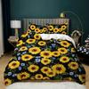 Sunflower Duvet Cover Set King Size 3D Sunflower Butterfly Nature Bedding Set Botanical Plants Novelty Polyester Comforter Cover