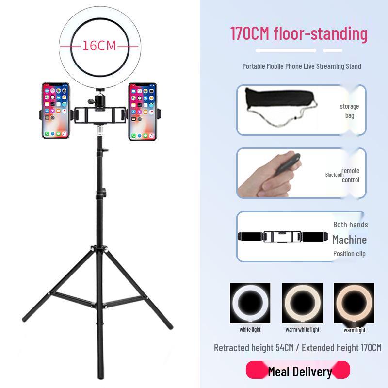 Live Broadcast Selfie Tripod with Fill Light for Multi-Camera Shooting & Singing