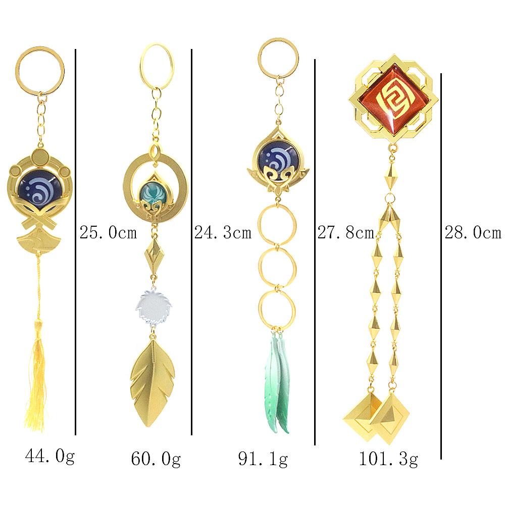 Game Genshin Impact Vision Keychain Lnazuma Venti Kamisato Ayato Eula Luminous 7 Element Weapons Eye Of God Pendant Keyring Gift
