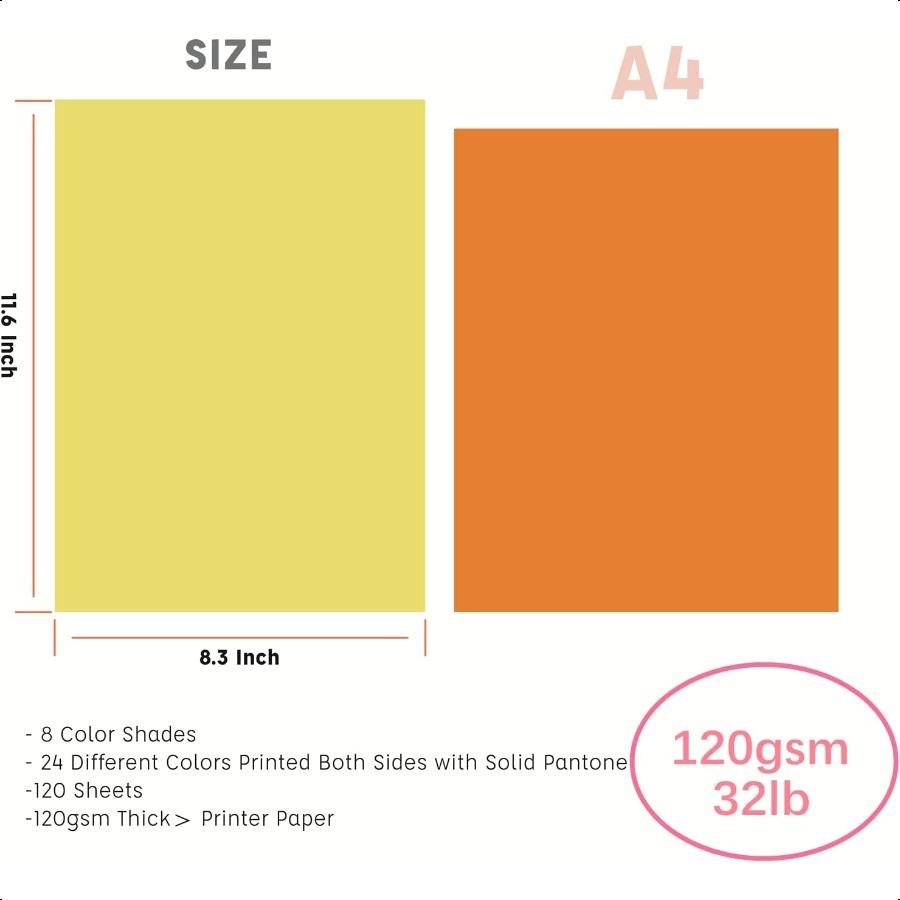 

120 листов цветной картонной бумаги для принтера 120 г/м² 32 фунта 24 цвета пастельная бумага для скрапбукинга школы офиса печати United States