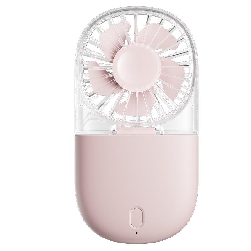 

25th Anniversary Folding Transparent Mini Portable Neck Fan for Travel & Camping 65x25x125mm рожевий