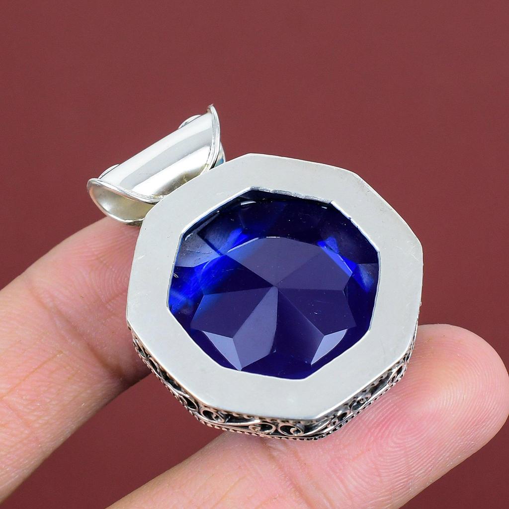 Faceted Tanzanite Quartz Pendant 925 Sterling Silver Pendant Unique Jewelry Handmade Gemstone Pendant Awesome Vintage Pendant Gifts For Him