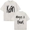 Korn Europe Tour  Vintage Washed T Shirt Fan Gifts Metal Gothic Rock Band Tshirts Mens Clothing Casual Short Sleeve Tshirt