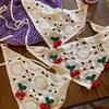 Knitted Triangle Headband Cute Little Cherry French Pastoral Style Headband Towel Crochet Flower Headscarf