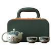 Hand-Painted Ge Kiln Ceramic Kung Fu Tea Set: Teapot & Two Cups Portable Set