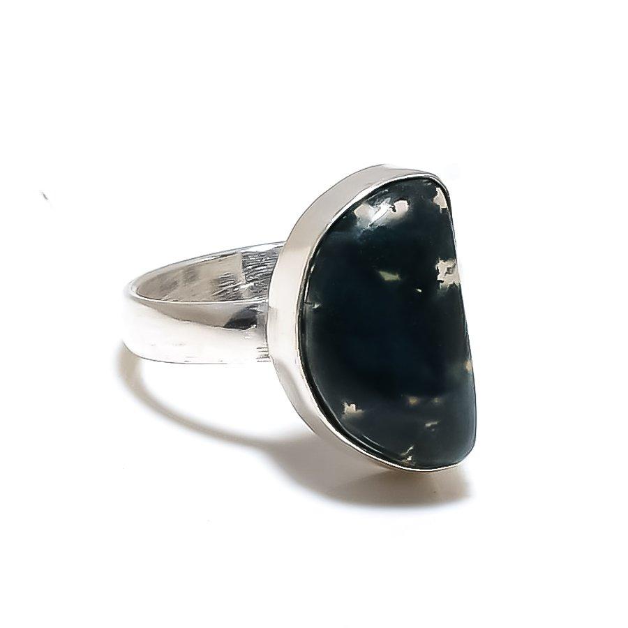Moss Agate Gemstone Handmade 925 Sterling Silver Jewelry Ring Size 7 GK-4717