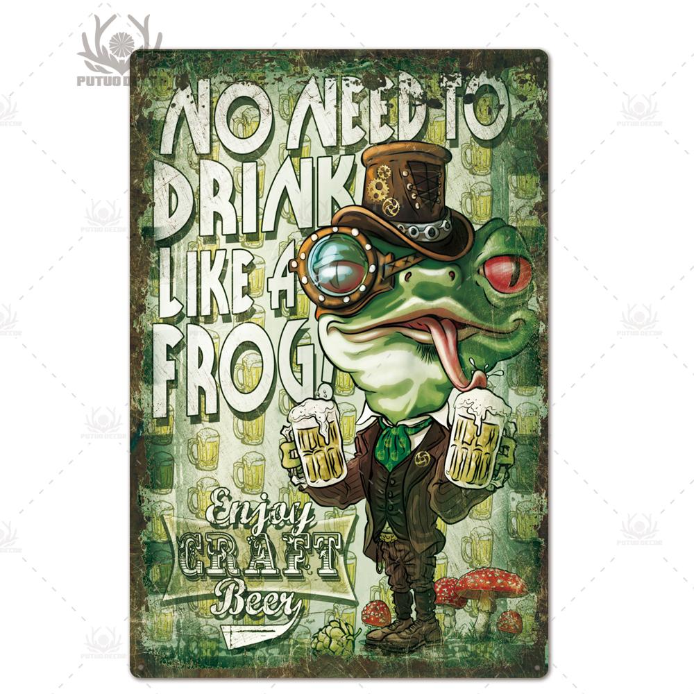 Putuo Decor Lustiges Bier Blechschild Plakette Metallschild Vintage Poster Wanddeko für Bar Pub Club Man Cave Retro Kunst Dekorativ