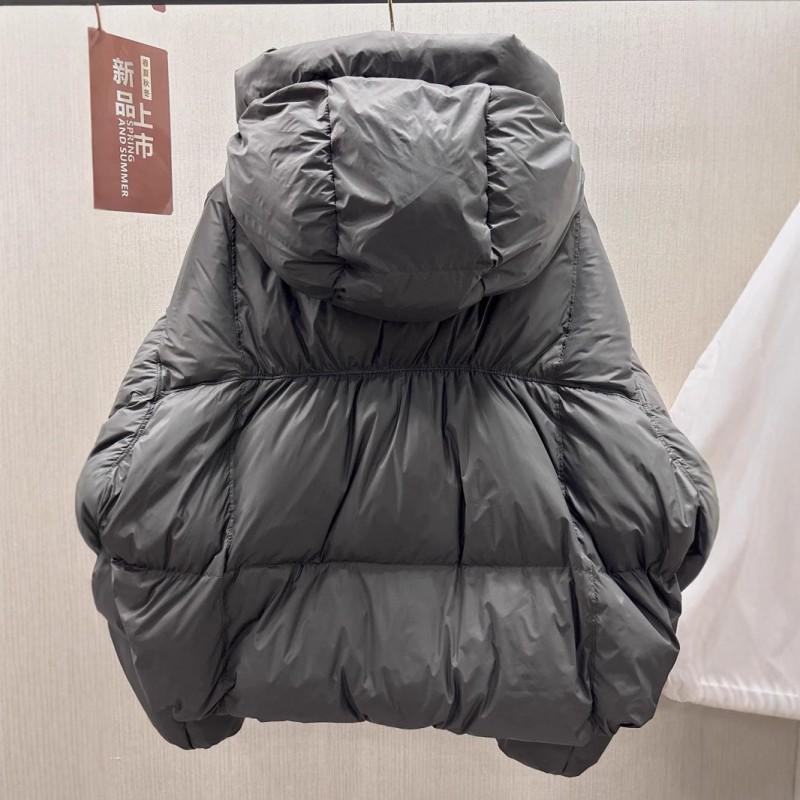 Thick Winter Hooded Cotton Puffer Jacket Women Oversized Short Coat With Dual Zipper Contrast Color Design