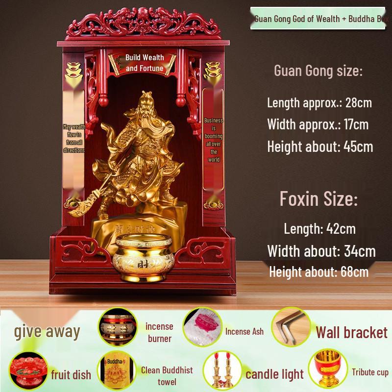 Guan Gong God of Wealth Statue - Attracts Prosperity, Worship Niche Decor.