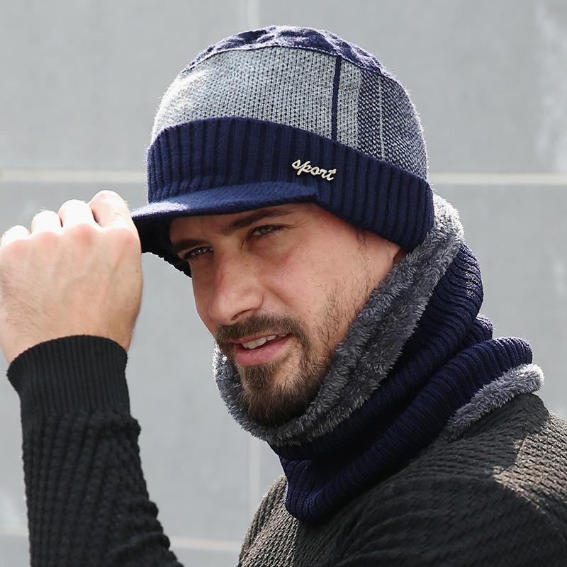 2/1PC Winter Hats Knit Cap Men And Women Velvet Hat Coral Fleece Scarf Outdoor Riding Hat Warm Plus Velvet Neck Protect Cap