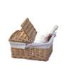 Portable Rattan Woven Picnic Basket with Lid - Small Outdoor Floral & Fruit Basket
