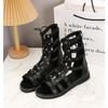 2025 New Hollow Casual Sandalias Open Toe Cross Strap Ladies Shoes Wedges Summer Roman Black Sandales Boots Large Size 35-43