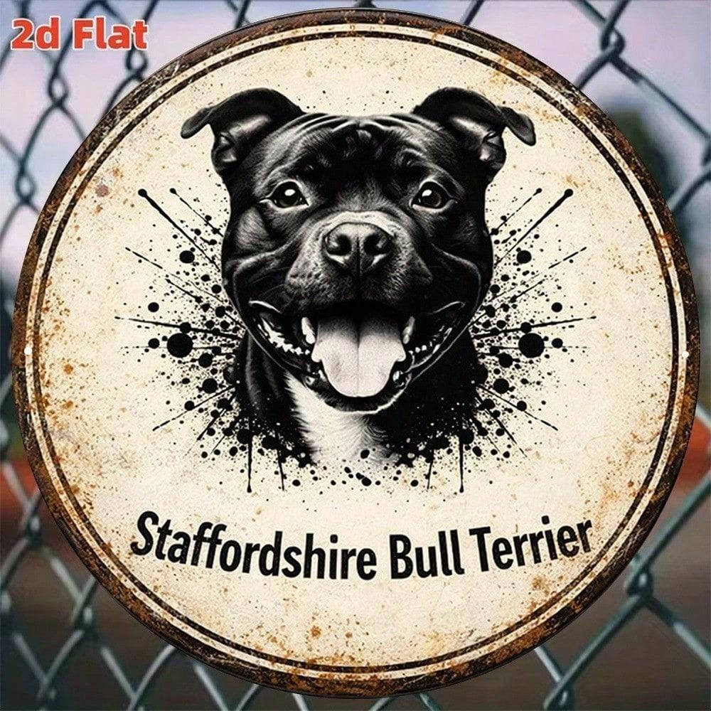 Vintage Staffordshire Bull Terrier Metal Sign Retro SBTC Dog Wall Decor Bar Cafe Garage Home