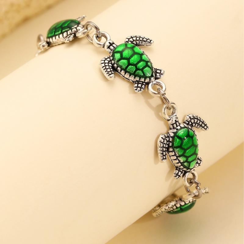 Bohemia Sea Turtle Bracelet For Women Adjustable Metal Chain Summer Beach Party Vacation Jewelry Gift