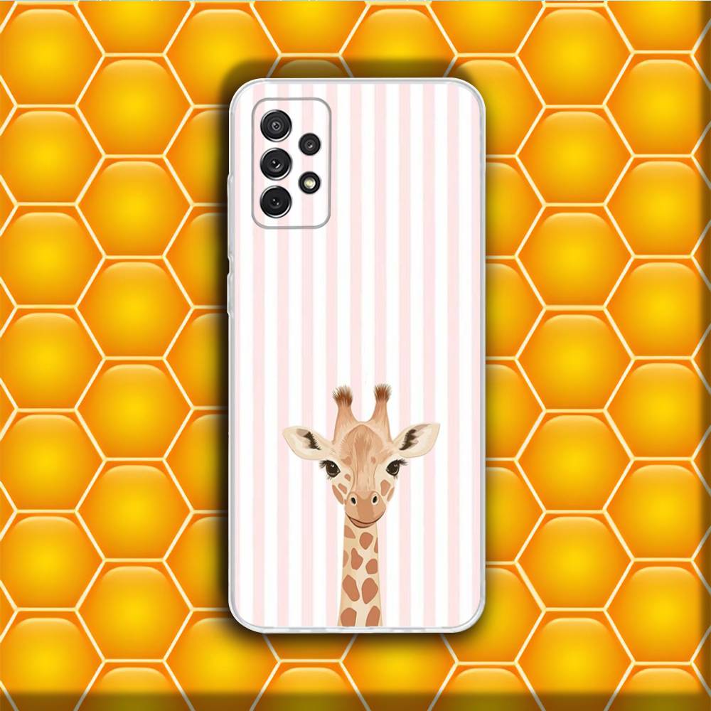 Phone Case Silicone For Samsung S30,23,21,22,20 FE lite,S10,9,PIus Note20ultra Striped Background Giraffe Soft Transparent