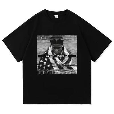 ASAP ROCKY Short-sleeved T-shirt HIP HOP High Street Men Women Gothic Oversized Tees A$AP Portrait Loose Casual Harajuku Tops1