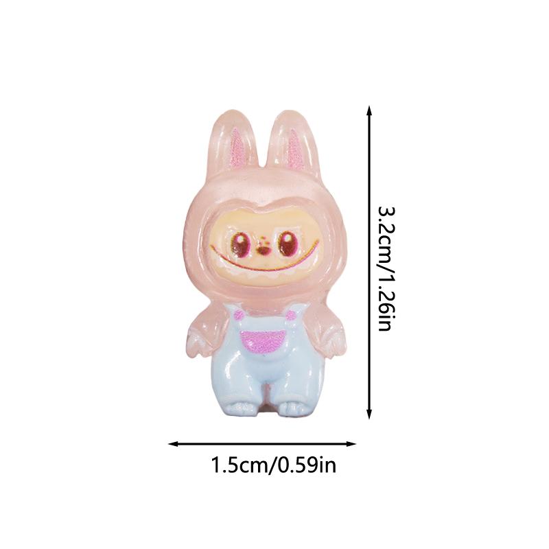 5Pcs Cartoon Cute Luminous  Doll Micro Landscape Mobile Phone Mirrors Diy Resin Decoration Accessories Glow Toy