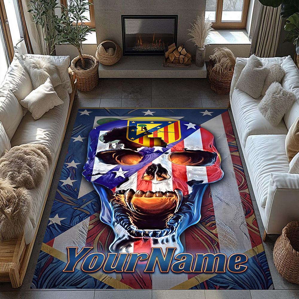 Atletico Madrid Customizable Name Carpet Design for Playrooms Dining Room Kitchen Study room Antislip Carpet Anime Office Decor Spiritual Gift