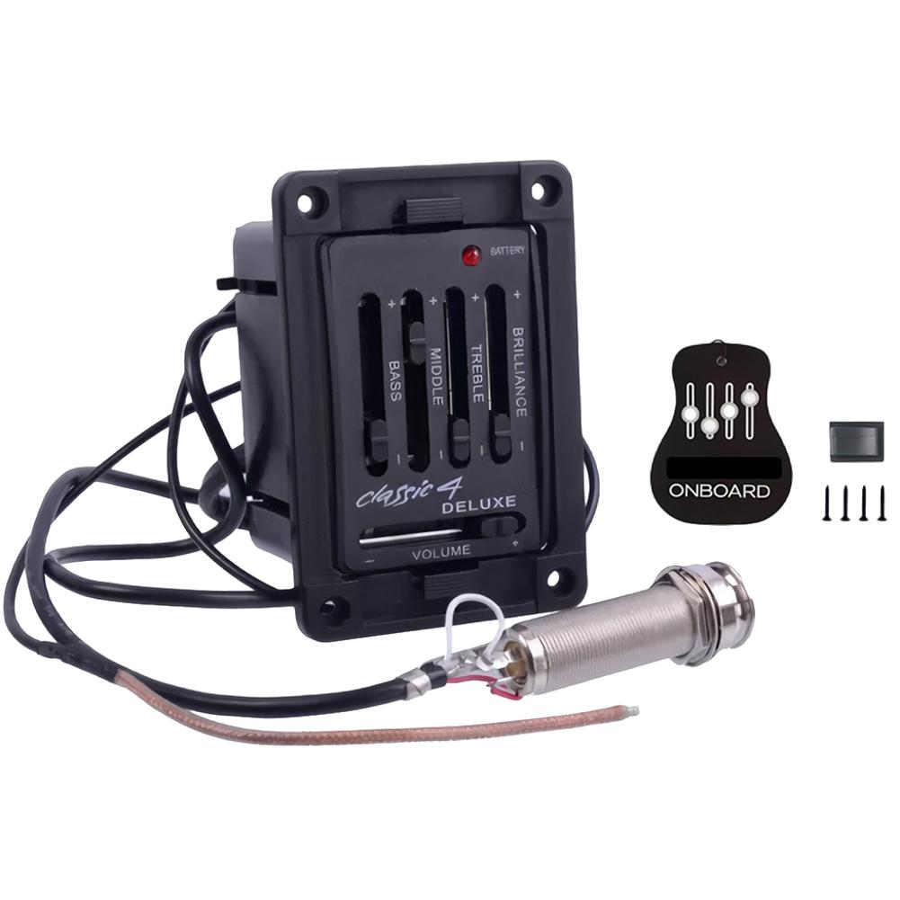 

4 Band Acoustic Guitar Pickup Preamp Amplifier Equalizer Tuner Pickup Preamplifier for Acoustic Guitars чорний