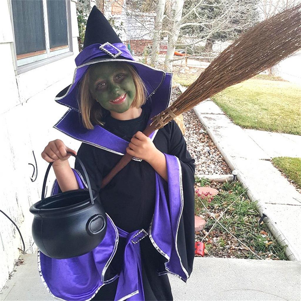 Candy Cauldron Halloween Bucket Witch Basket Plastic Treat Black Pot Bowl Kettle Trick Pumpkin Holder Or Goodie Photo Costume