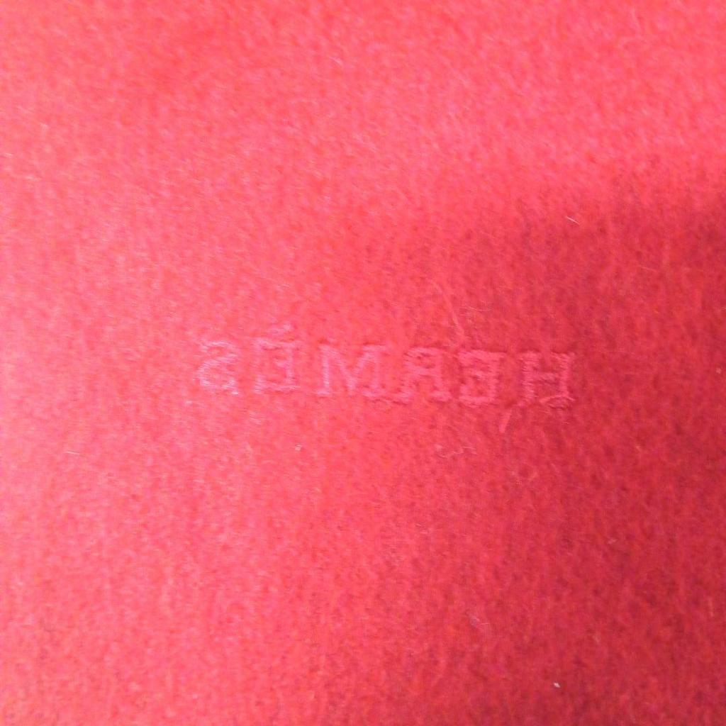 Used [Unused Long-Term Storage] HERMS 100% Cashmere Scarf Red Hermes Unisex