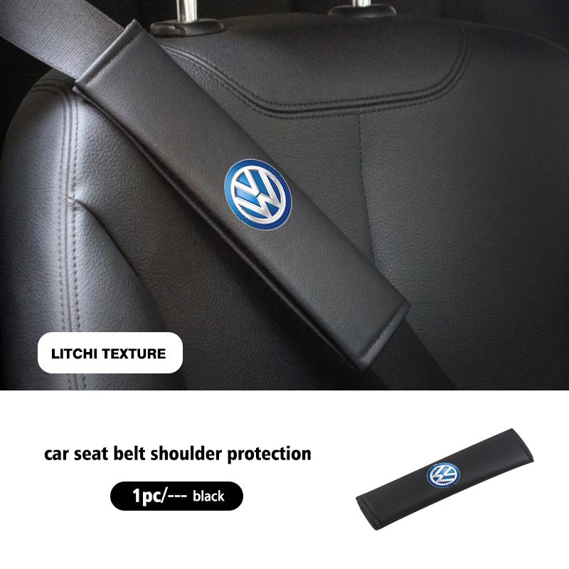 BIG1 For Volkswagen VW 2pcs Car Seat Belt Shoulder Protector Litchi Grain Fatigue Relief Pad Polo Jetta Sagitar Magotan Passat B5 B6