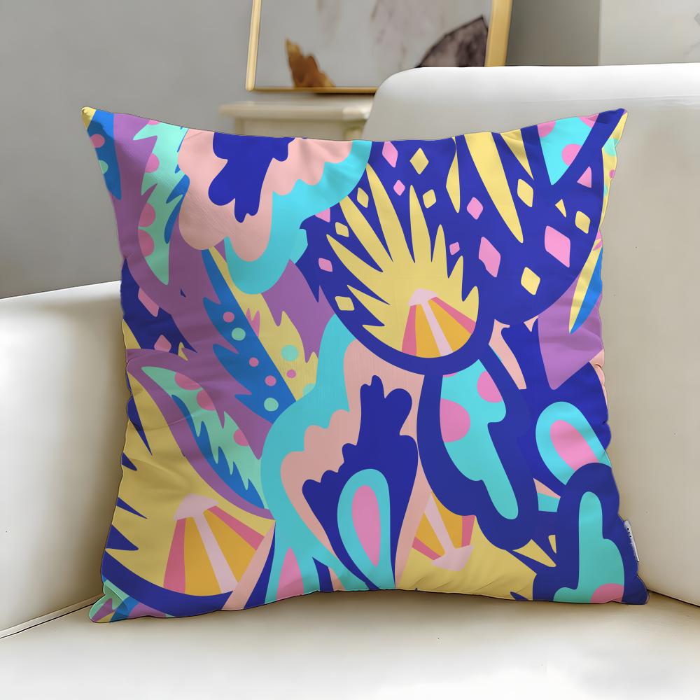 Art Theme Abstract Colorful Pattern Cushion Cover Soft EasyWash Pillow Case Versatile for Couch Bed Travel and Office
